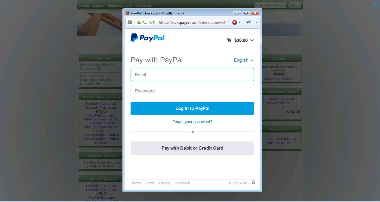PayPal Express In-Context for ZC